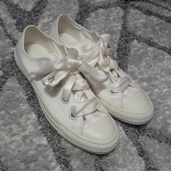 white satin converse